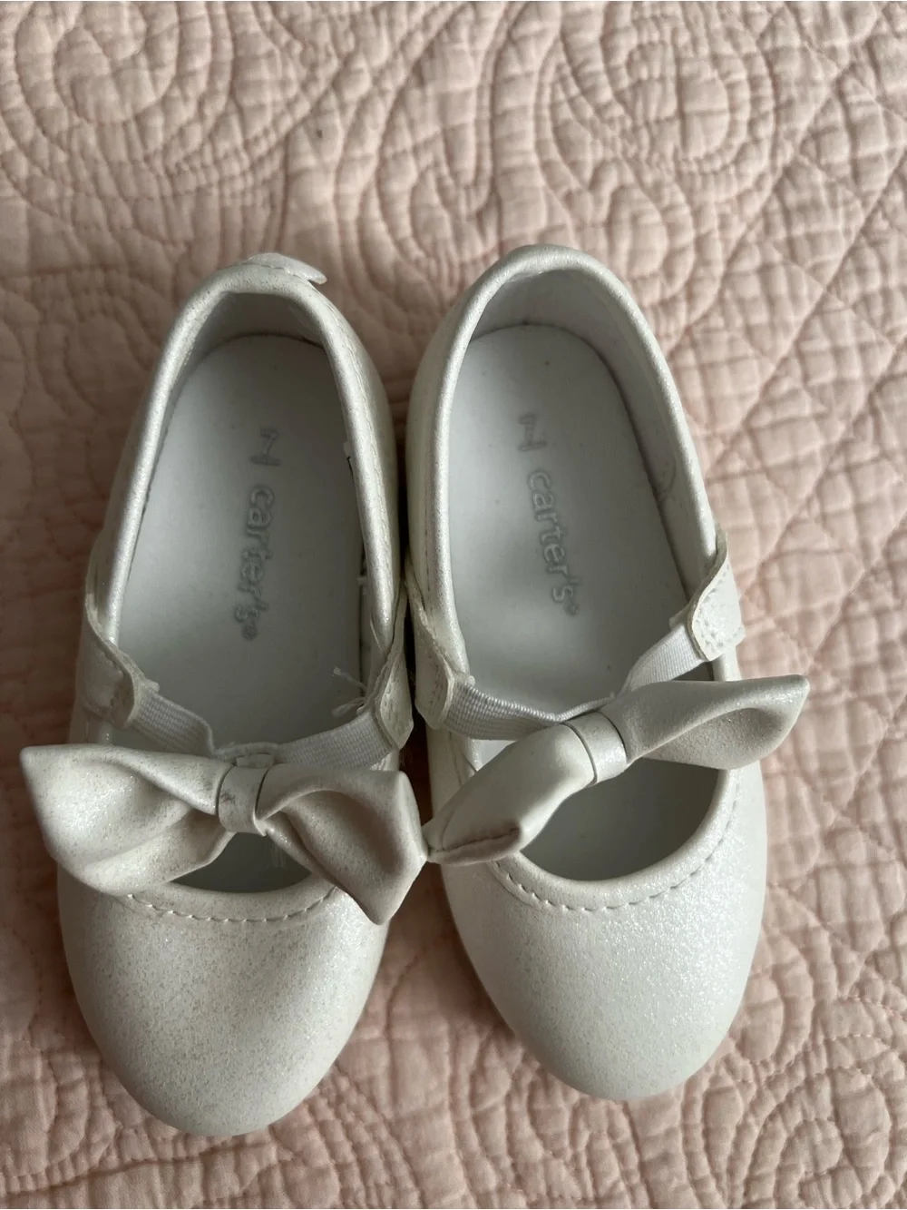 Carter's White Girls Bow Mary Jane Dress Shoes